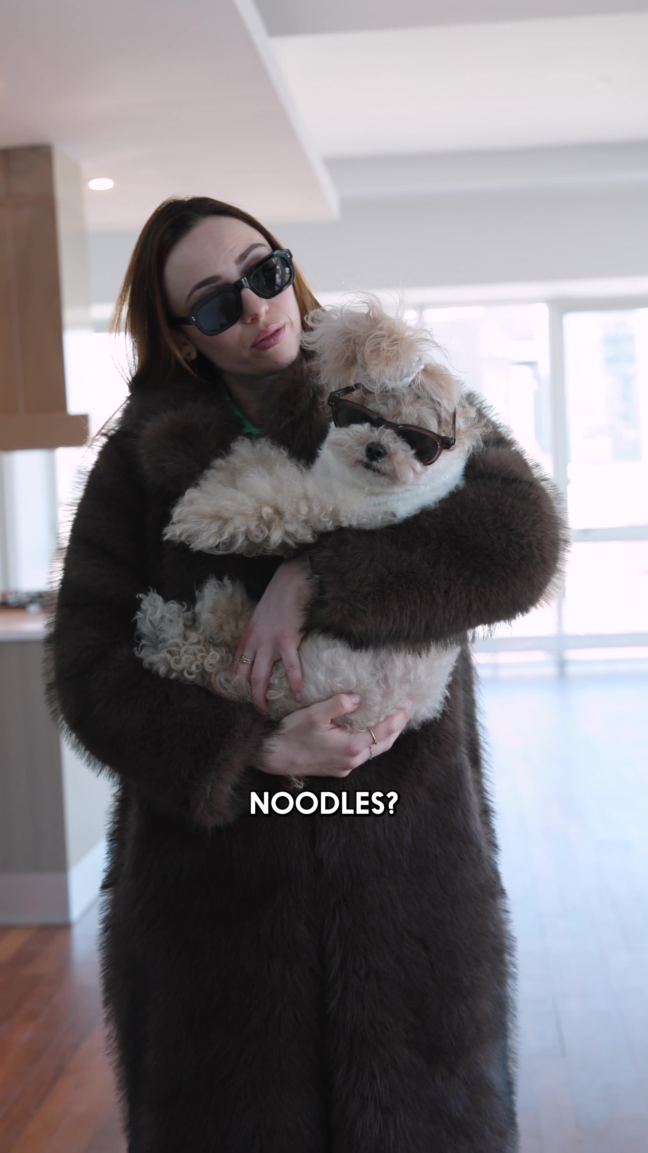 Selling Skylines — a woman holding Noodles the Pooch